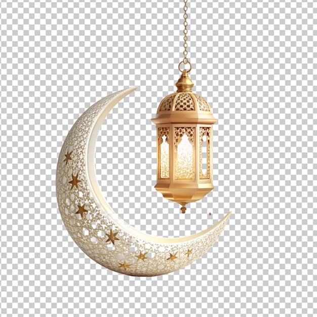 PSD eid and ramadan lantern or moon stars on transparent background