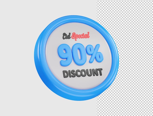 Eid special 90 percent discount offer icon 3d rendering vector illustration