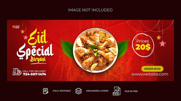 Eid special menu facebook cover banner template Premium Psd