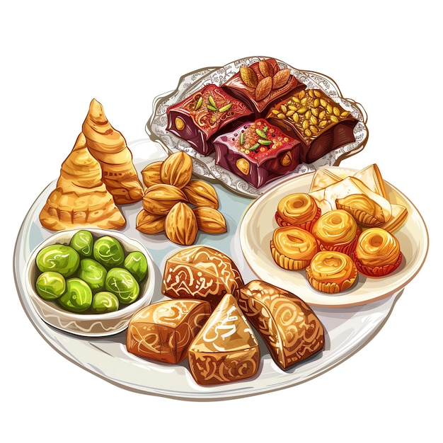 Eid Sweets indian illustration realistic