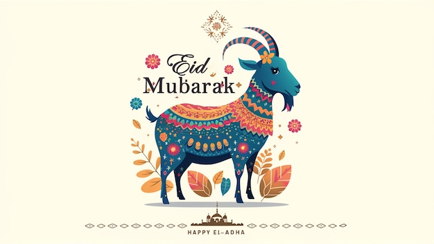 Eid ul Adha banner Unique Design Mosque and cow goat