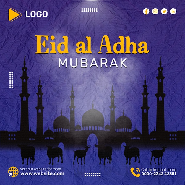 Eid ul adha greeting instagram and social media post and banner template