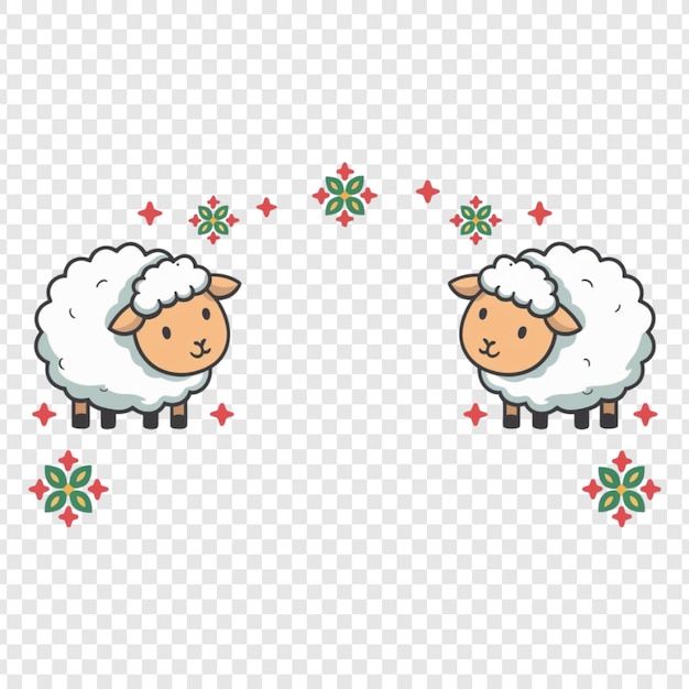 PSD eid ul adha mubarak greeting card with cute sheep illustrations and traditional motifs