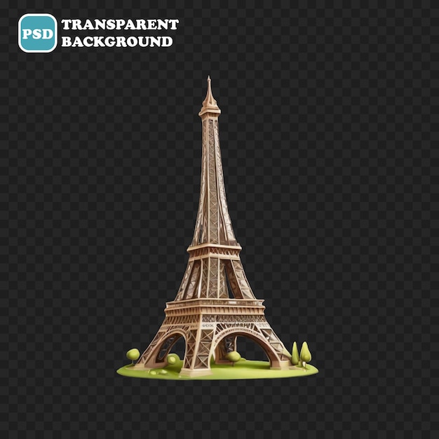 eiffel icon isolated 3d render illustration