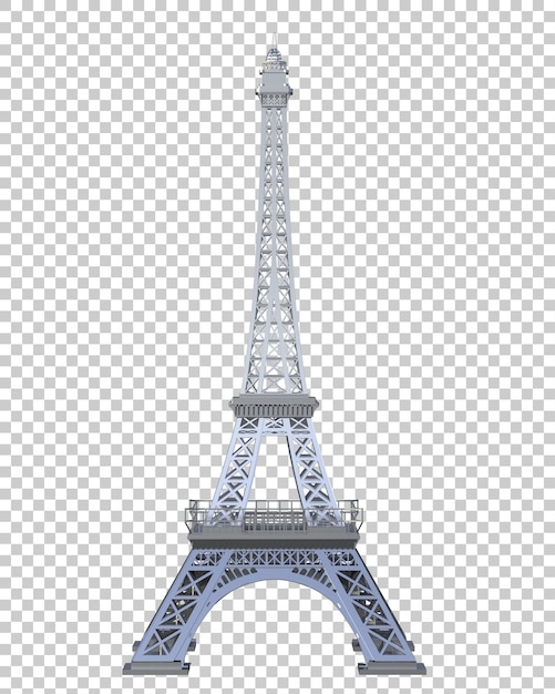 Eiffel tower on transparent background 3d rendering illustration