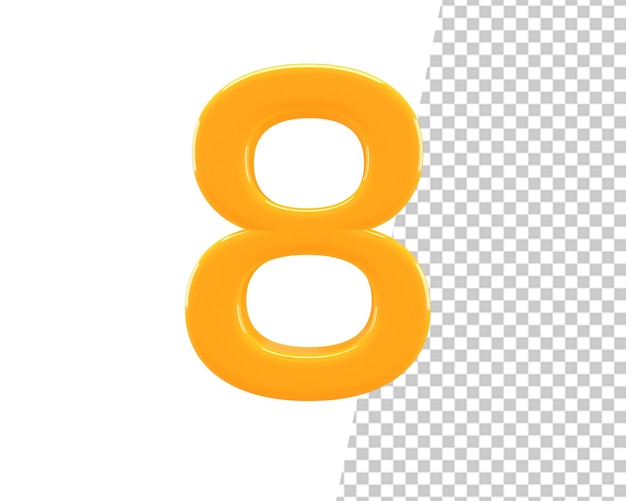 eight number 8 gold text 3d