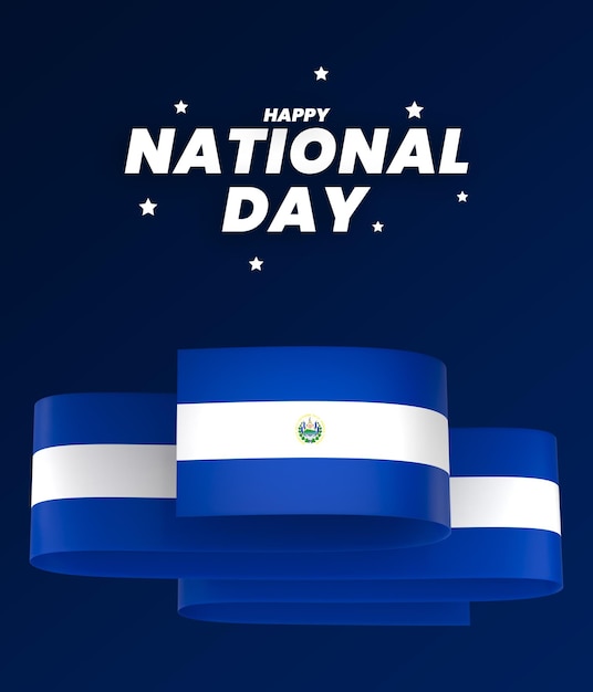 El Salvador flag element design national independence day banner ribbon psd