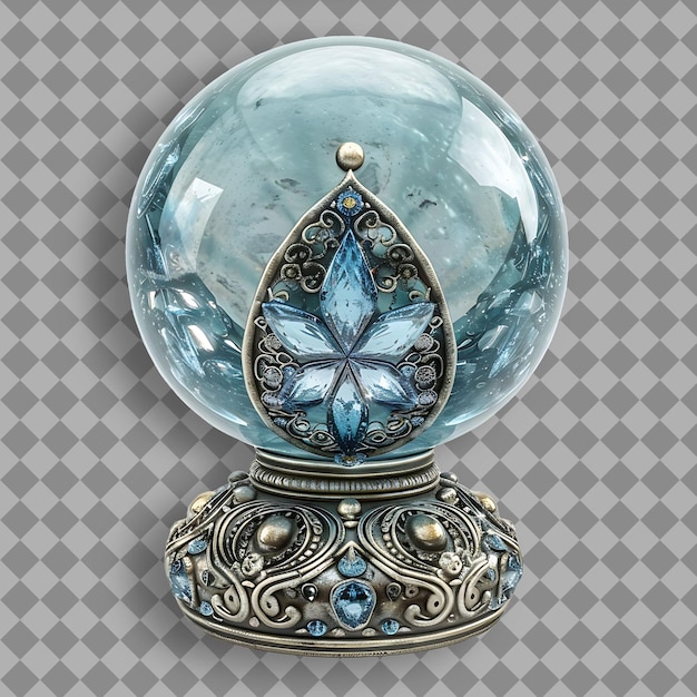 PSD elaborate enchanted aquamarine orb featuring a delicate desi png game asset on clean background