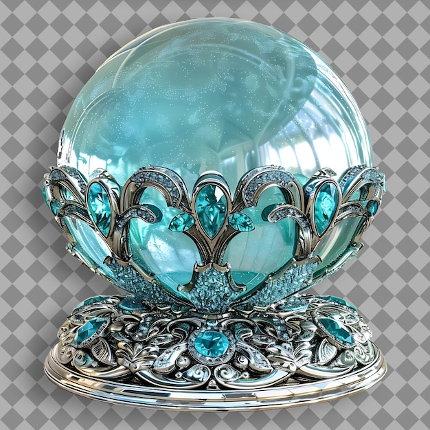 PSD elaborate enchanted aquamarine orb featuring a delicate desi png game asset on clean background