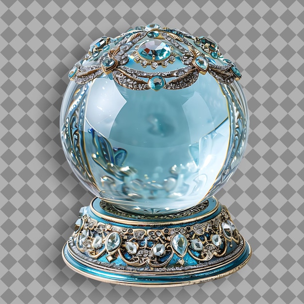 PSD elaborate enchanted aquamarine orb featuring a delicate desi png game asset on clean background