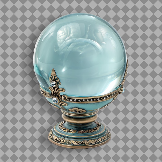 PSD elaborate enchanted aquamarine orb featuring a delicate desi png game asset on clean background