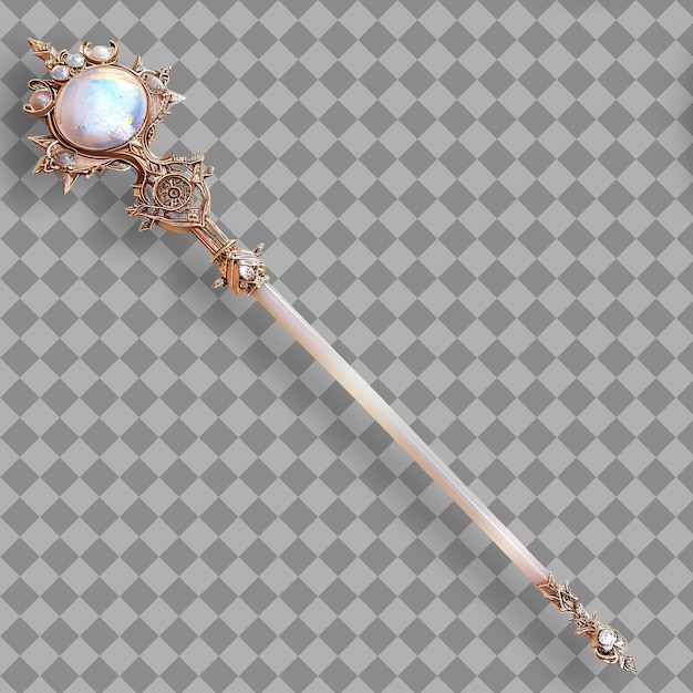 PSD elaborate enchanted moonstone scepter featuring a delicate d png game asset on clean background