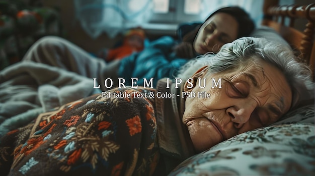 PSD elder ill woman sleeping and a relative