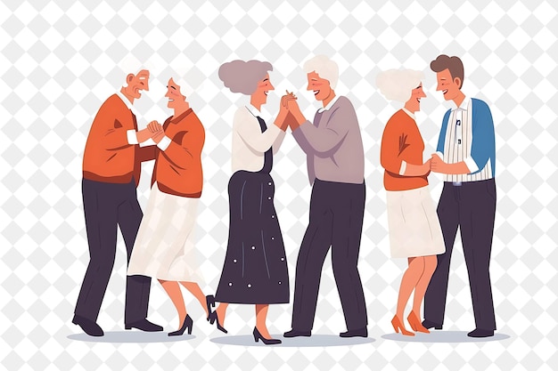 PSD elderly couples dancing in a square for international dance flat illustration festival of the world