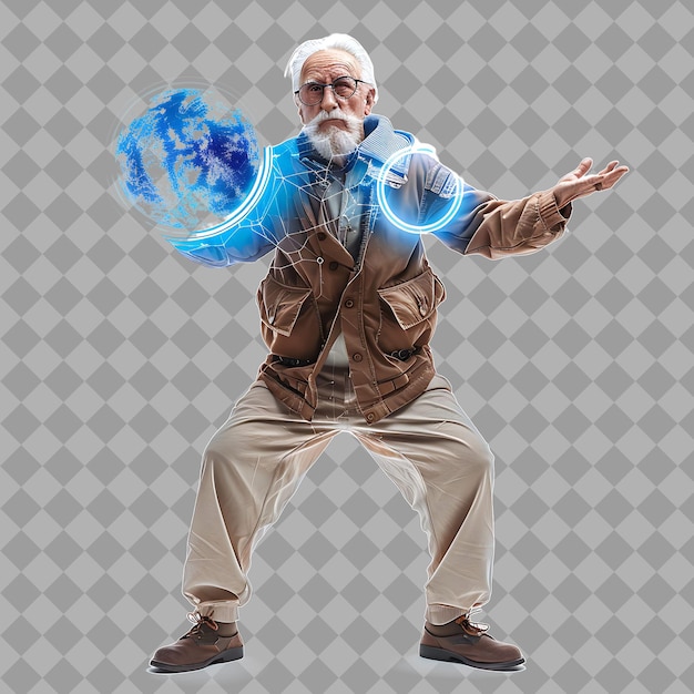 Elderly Man Interdimensional Traveler With Wise Form Interdi Isolated High Quality Character Render