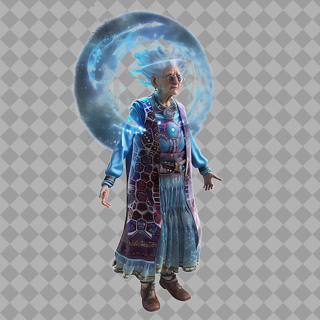 Elderly Woman Cosmic Manipulator With Cosmic Form Cosmic Man Isolated High Quality Character Render