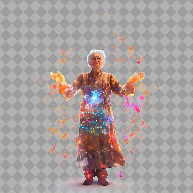 Elderly Woman Cosmic Manipulator With Cosmic Form Cosmic Man Isolated High Quality Character Render