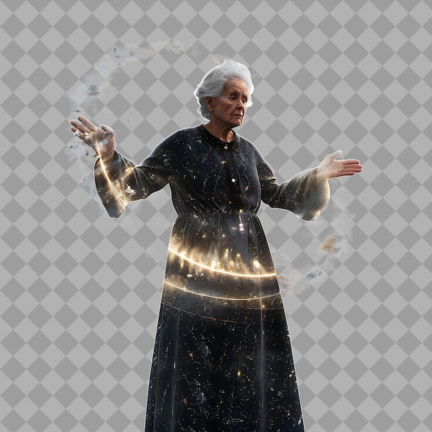 Elderly Woman Cosmic Manipulator With Cosmic Form Cosmic Man Isolated High Quality Character Render