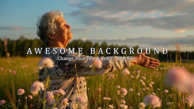 PSD elderly woman enjoying nature