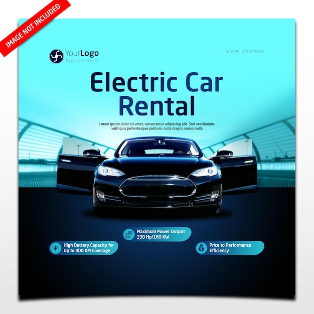 Electric car rental social media post template