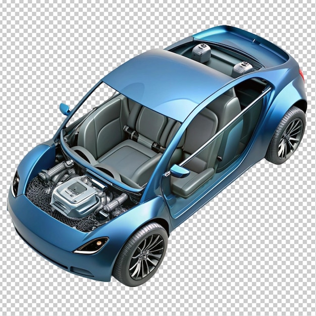 PSD electric car technical cutaway transparent background