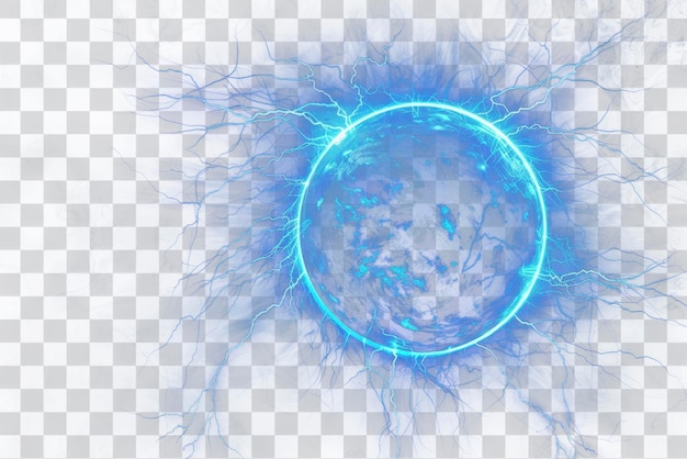 PSD electric energy sphere png overlay effect transparent background