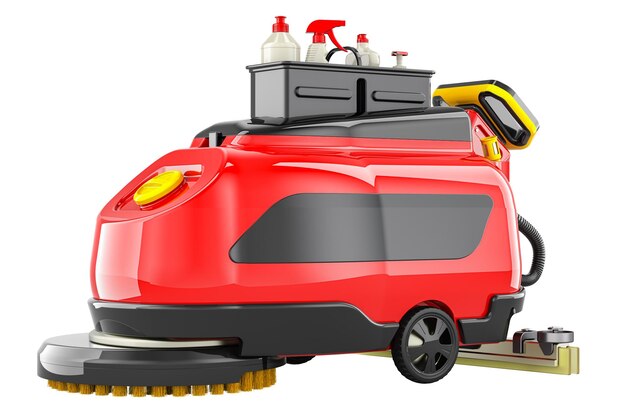 PSD electric floor scrubber dryer 3d rendering isolated on transparent background