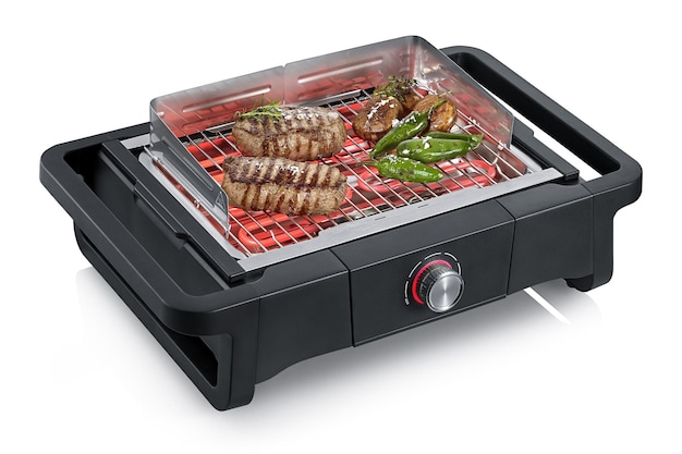 electric grill barbecue oven with meet and chilli