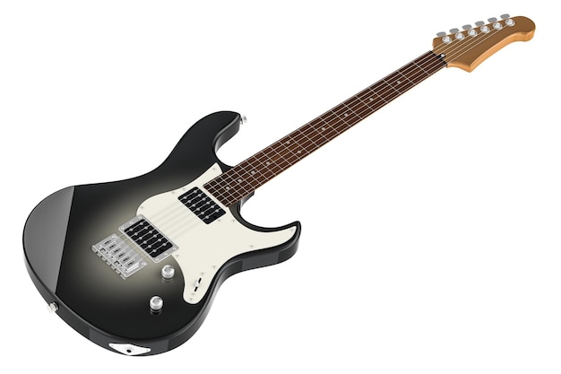 PSD electric guitar 3d rendering isolated on transparent background