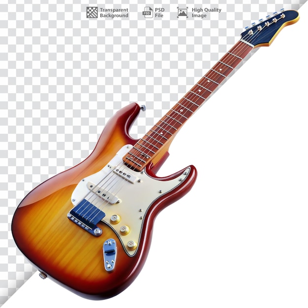 PSD electric guitar with sunburst finish isolated on transparent background