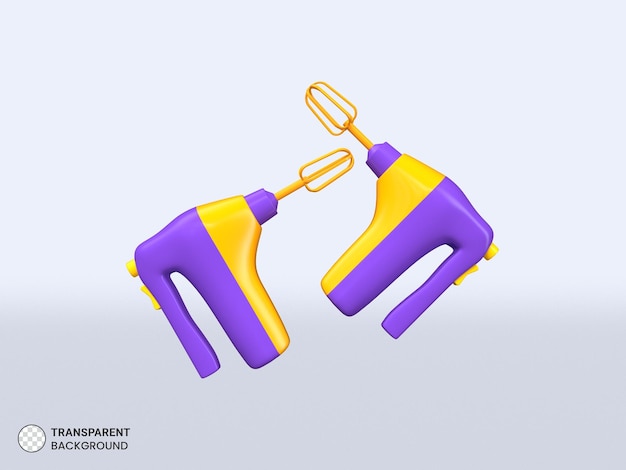 Electric hand mixer icon Isolated 3d render Illustration