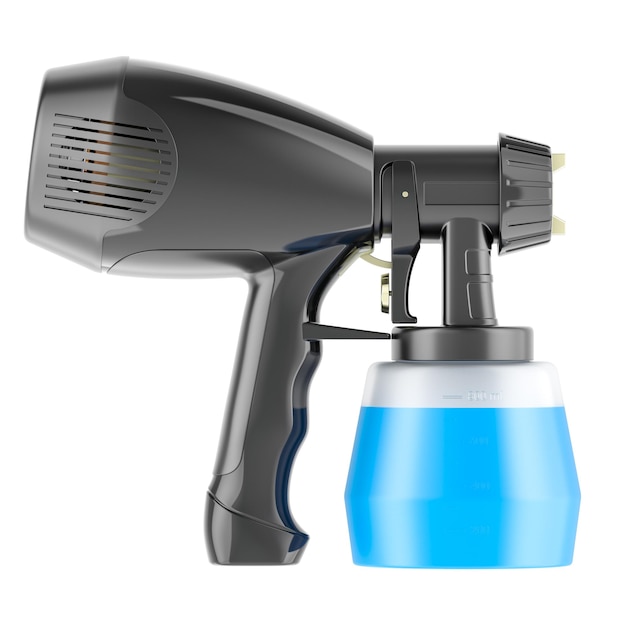 Electric painting spray gun 3D rendering isolated on transparent background