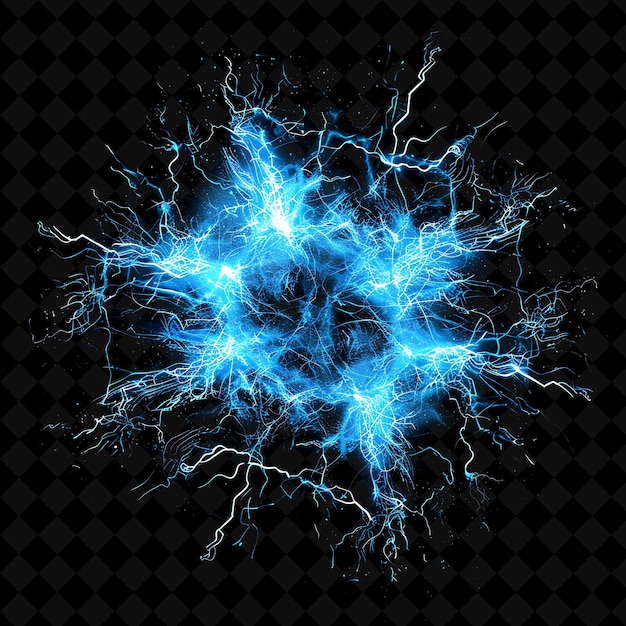 Electrical Explosion With Lightning Bolts Sparks and Circuit PNG Neon Effect on Dark Background