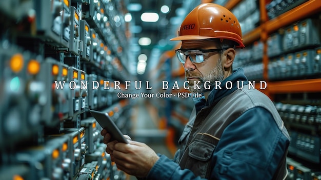 Electrician Inspecting Electrical Equipment in a Factory