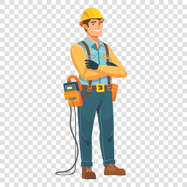 PSD electrician worker illustration job isolated on transparent background