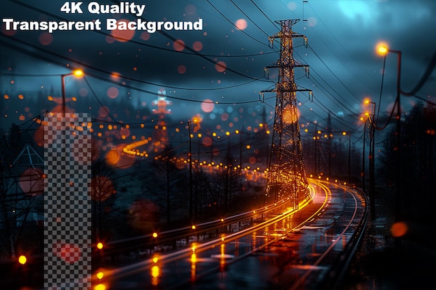 PSD an electricity distribution network that integrates adv on transparent background