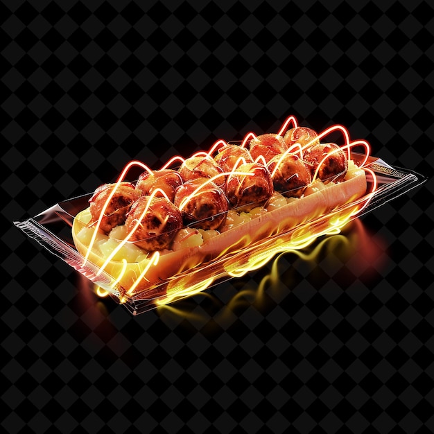 Electrifying Neon Glows Swedish Meatball Subs in a Sleek Pap PNG Neon Food Decor Y2K Collection