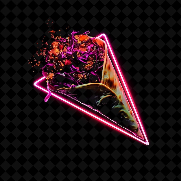 Electrifying Neon Triangles Turkish Doner Kebab in a Stylish PNG Neon Food Decor Y2K Collection