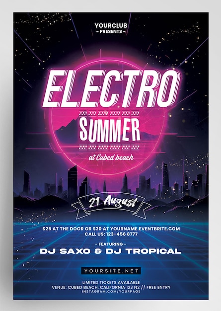 PSD electro music club party flyer template