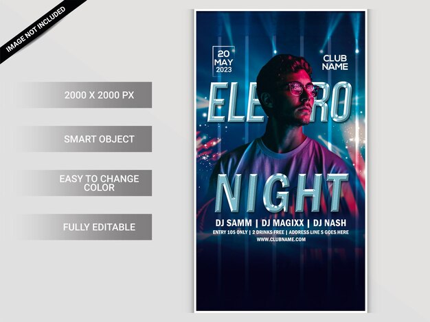 PSD electro night club party flyer template