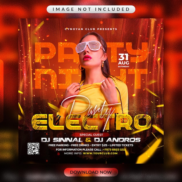 Electro Party Flyer or Social Media Promotional Banner Templte