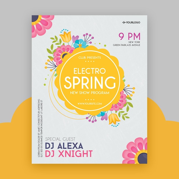 Electro spring party flyer template