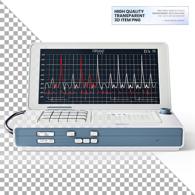 PSD electrocardiogram ecg machines on transparent background