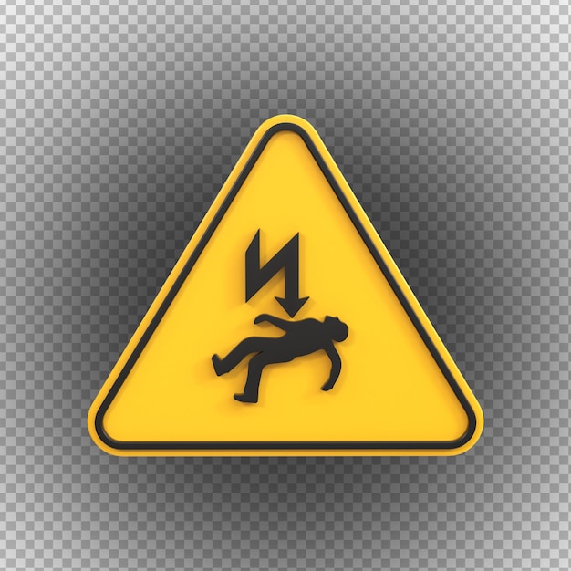 Electrocution Risk signs of high voltage hazard isolated on a Transparent background