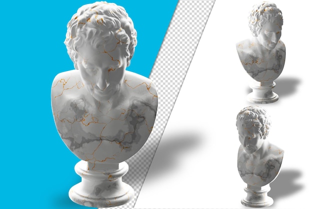 Elegant 3D render of JJ Winckelmann statue in white gold marble Perfect for apparel album covers