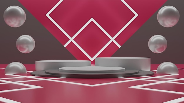 PSD elegant 3d render white podium on pink background