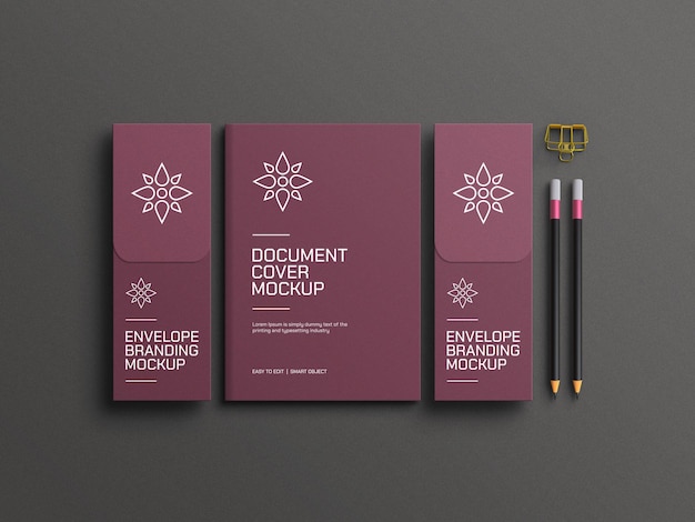 Elegant a4 document with envelope mockup