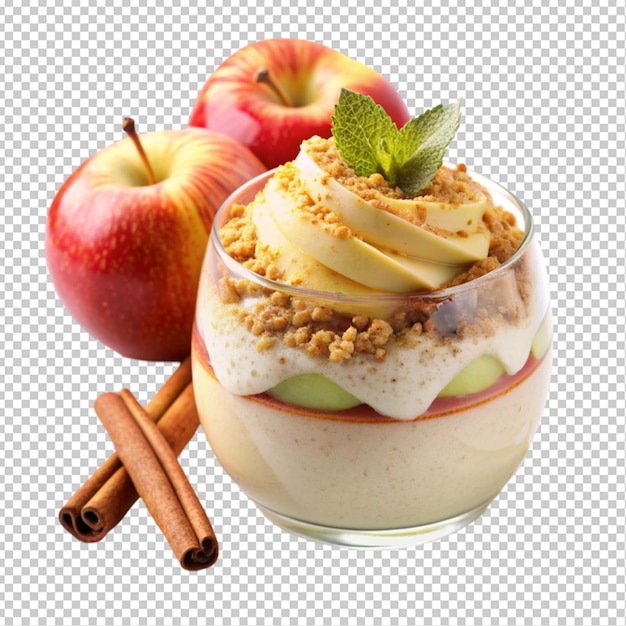 PSD elegant apple a la mmm parfait with cinnamon spring transparent background