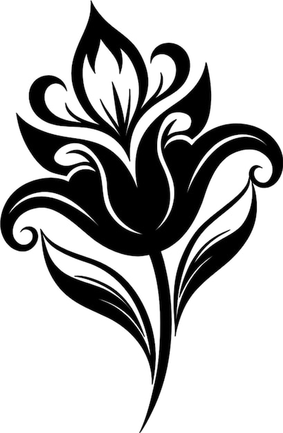 PSD elegant art nouveau damask floral curve clipart