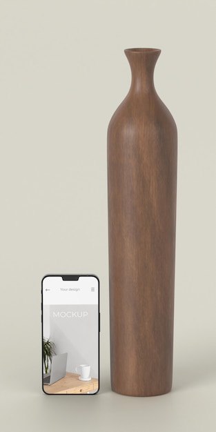 Elegant assortment with mock-up smartphone and vase